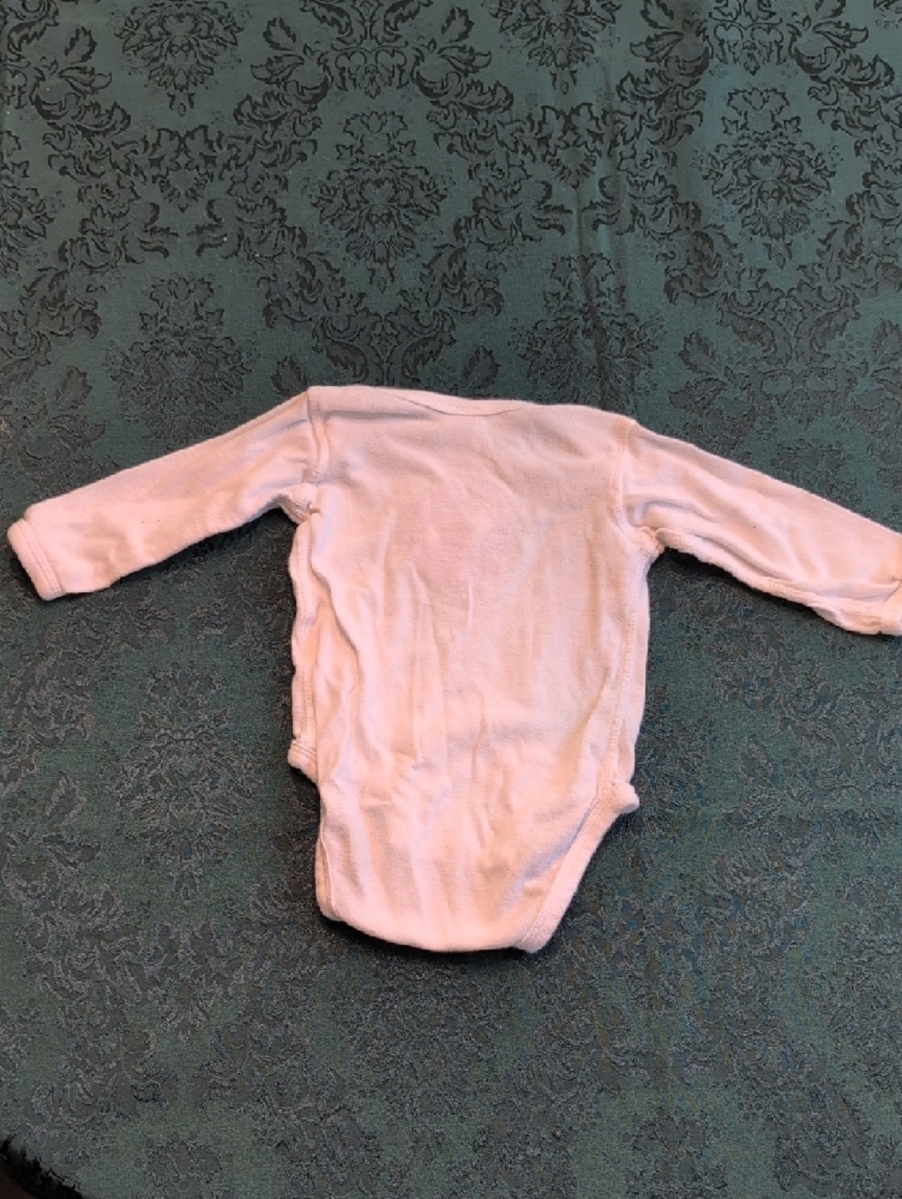 Rabbit Skins White Long-Sleeve Monogram Baby One-Piece - Picture 3 of 3